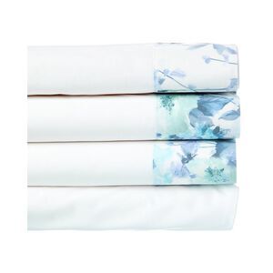 Dea Italian Linens Certaldo Print 300 Thread Count Sheet Set, Blue
